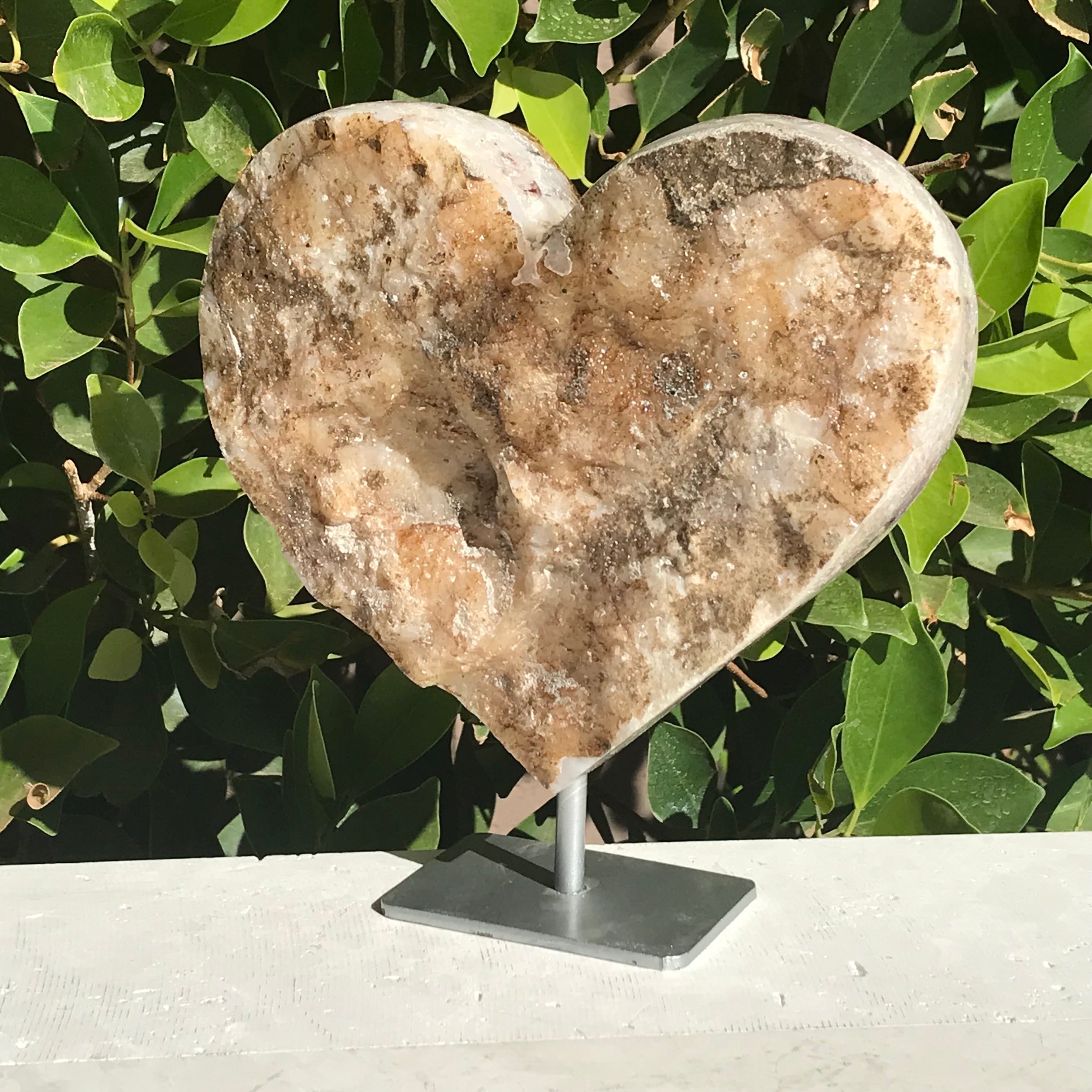 Standing Amber Citrine Heart