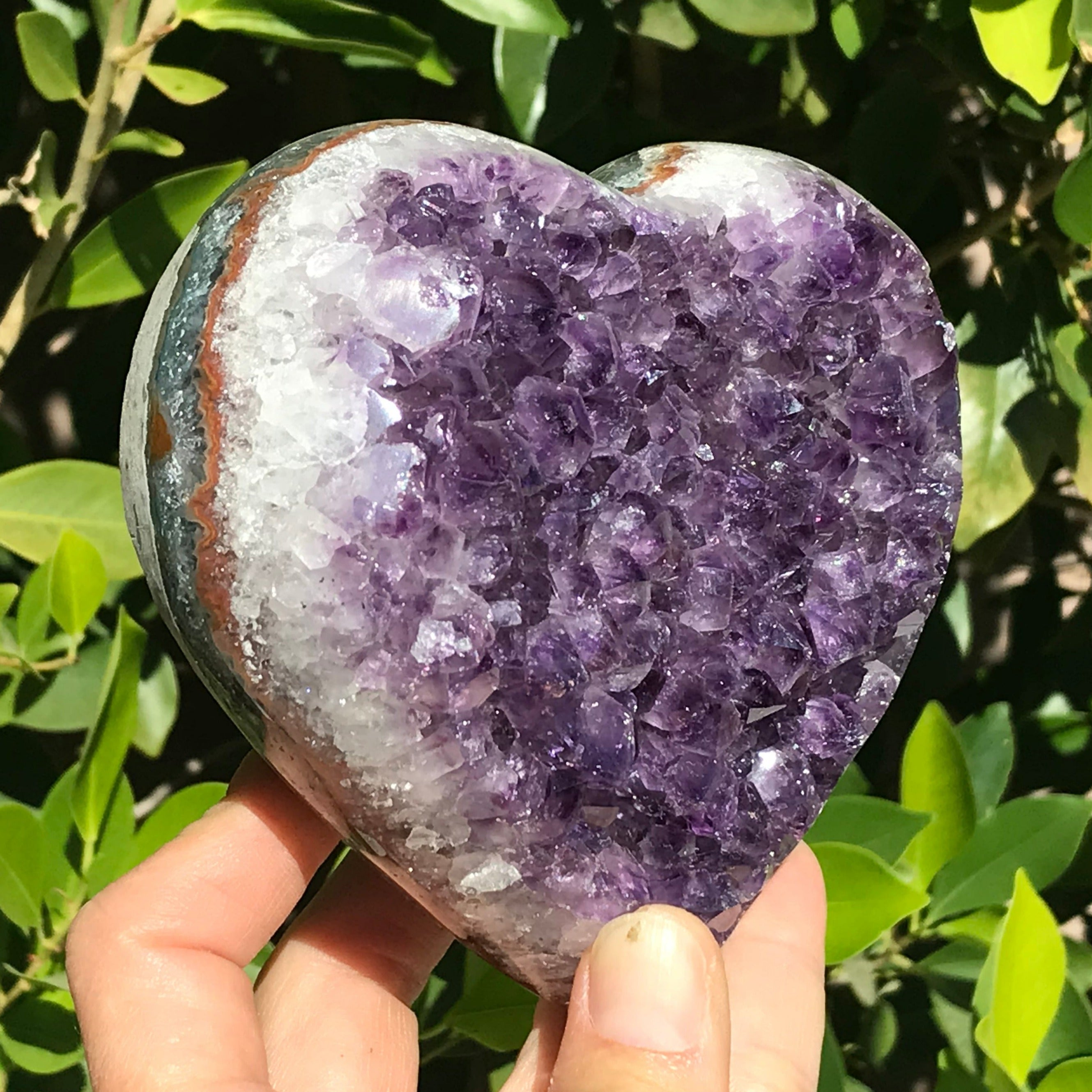 Colorful Agate Banded Amethyst Heart