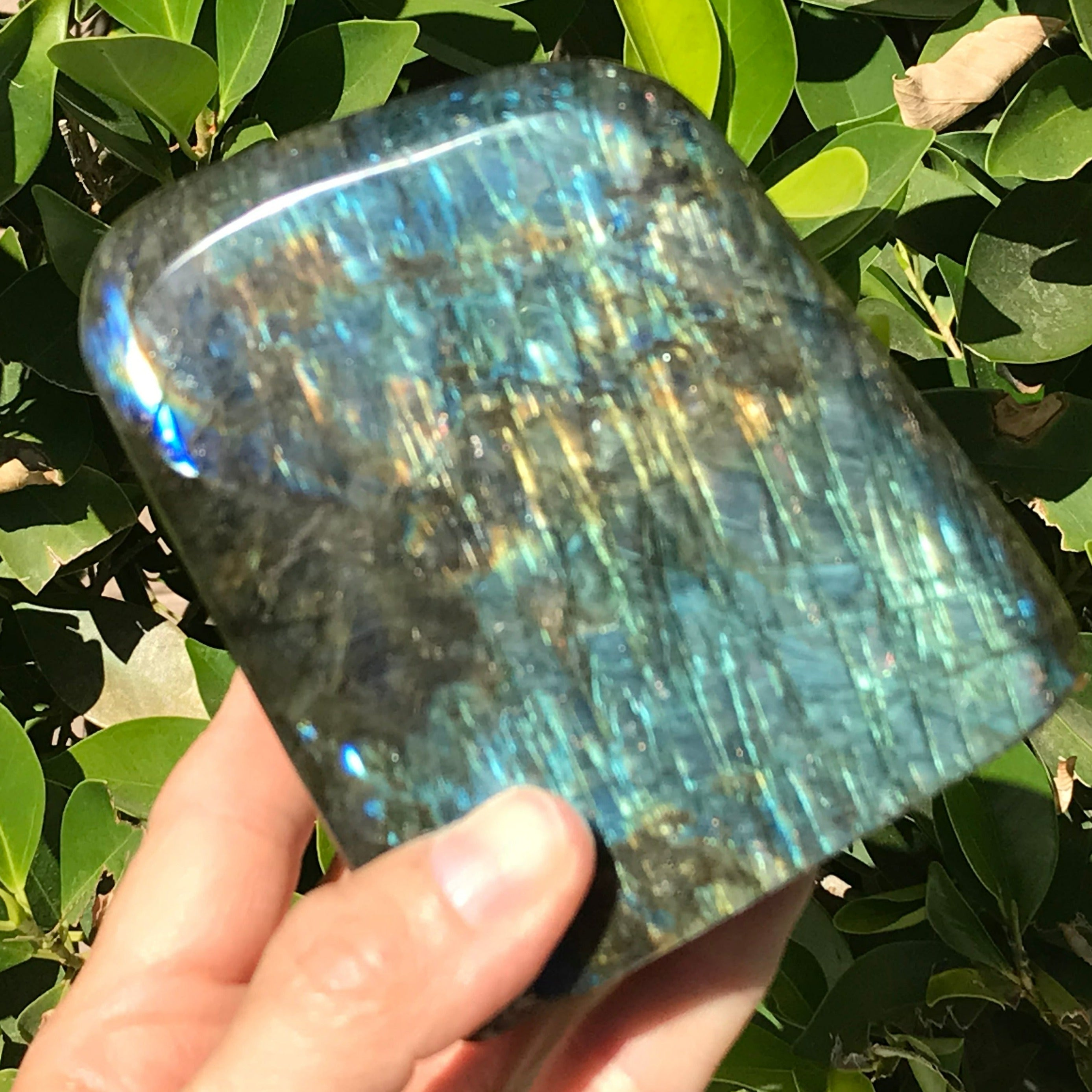 Yellow, Red and Blue Labradorite Freeoform