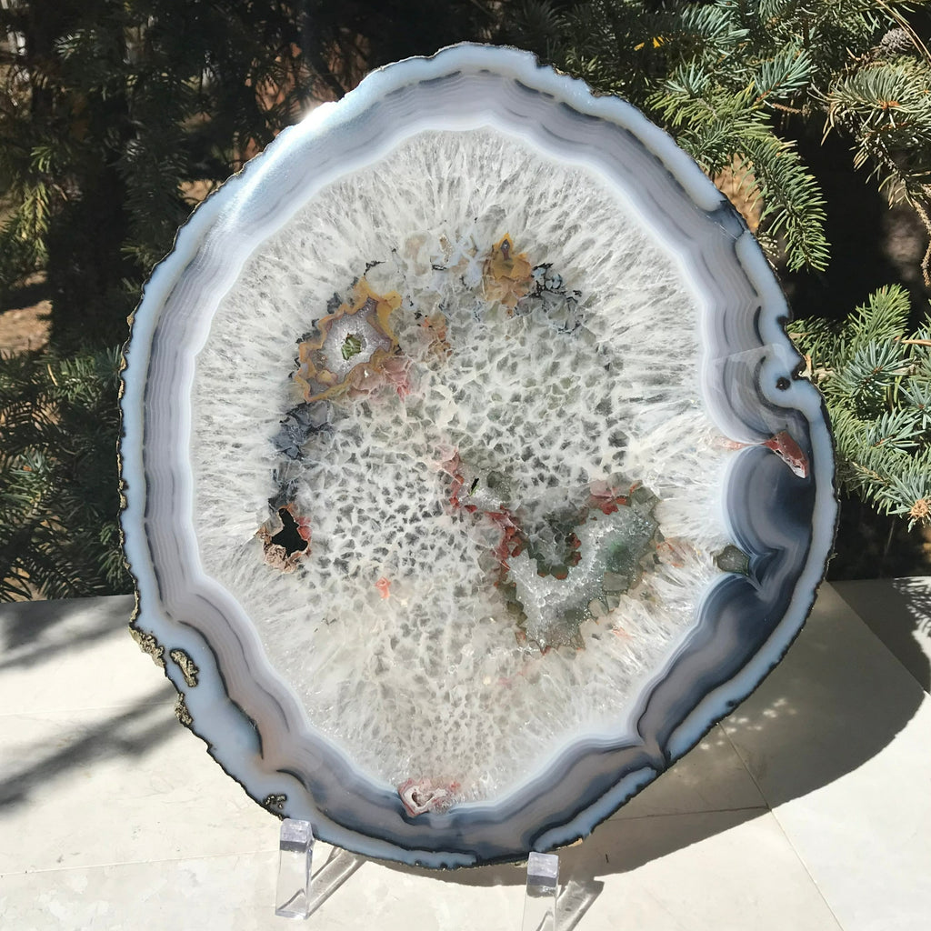 Multicolored Quartz Surrounded Agate Slice