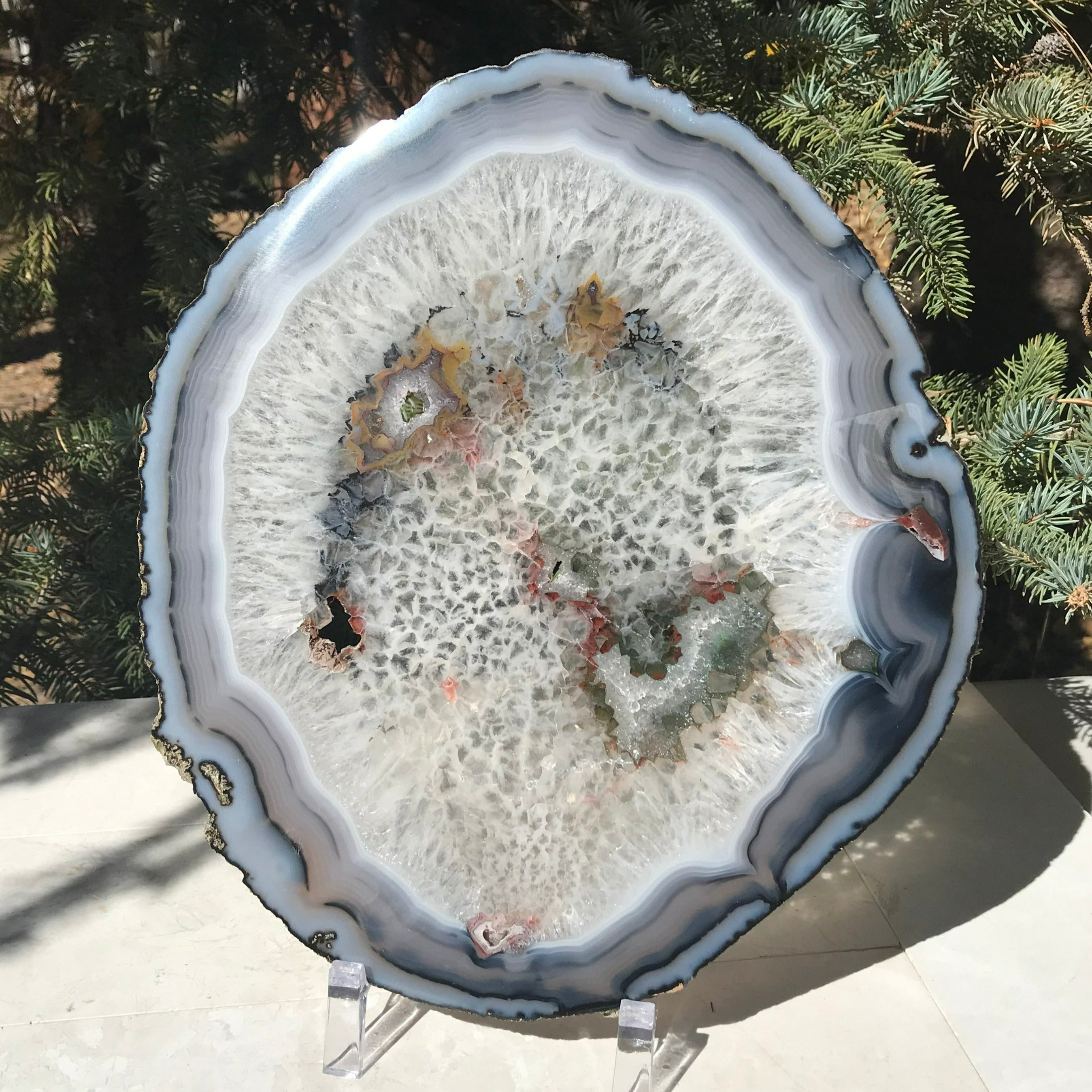 Multicolored Quartz Surrounded Agate Slice