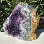Amethyst Geode with Green Agate Eyes