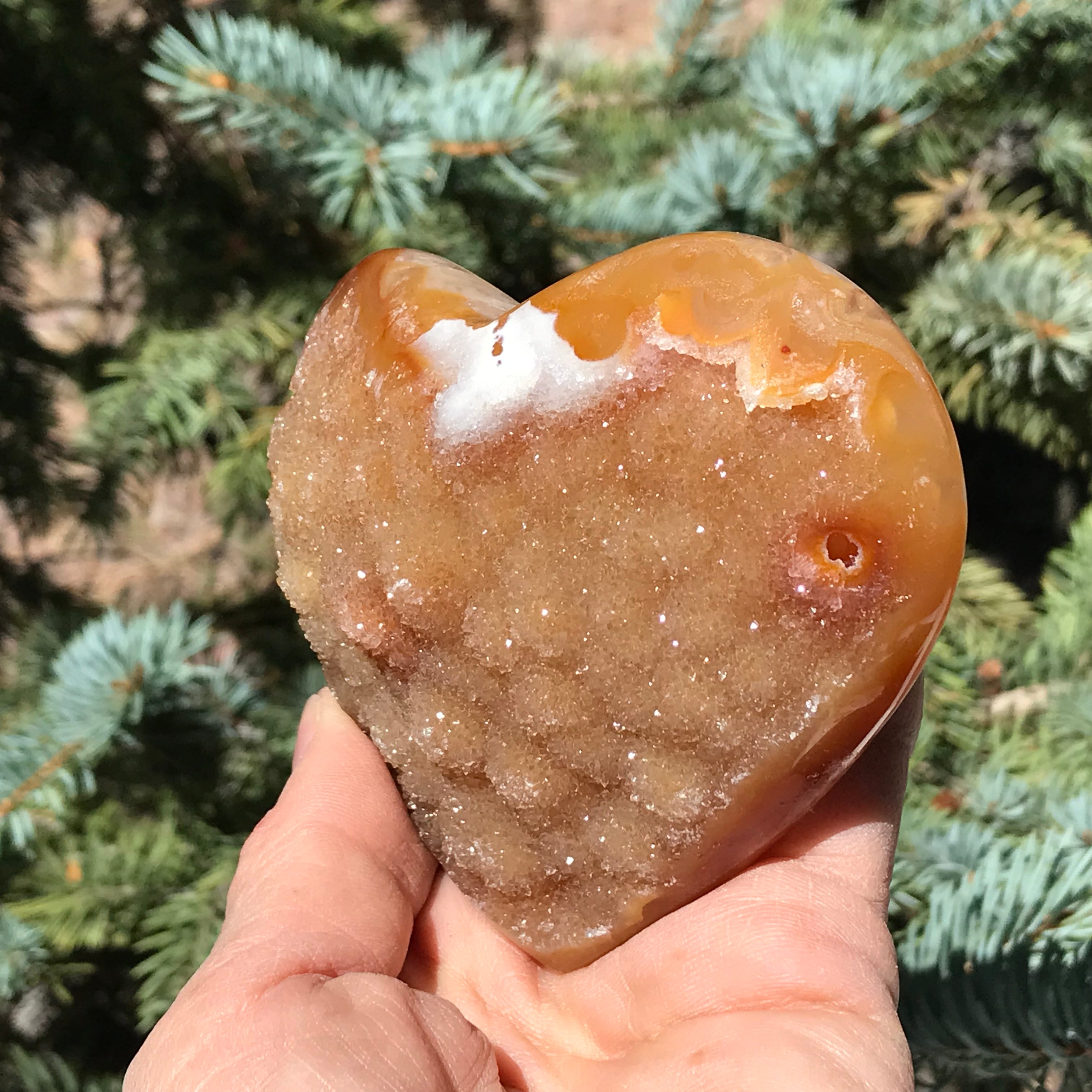 Fire and Ice Brazilian Agate Heart