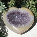 Yellow Agate Encased Amethyst Heart