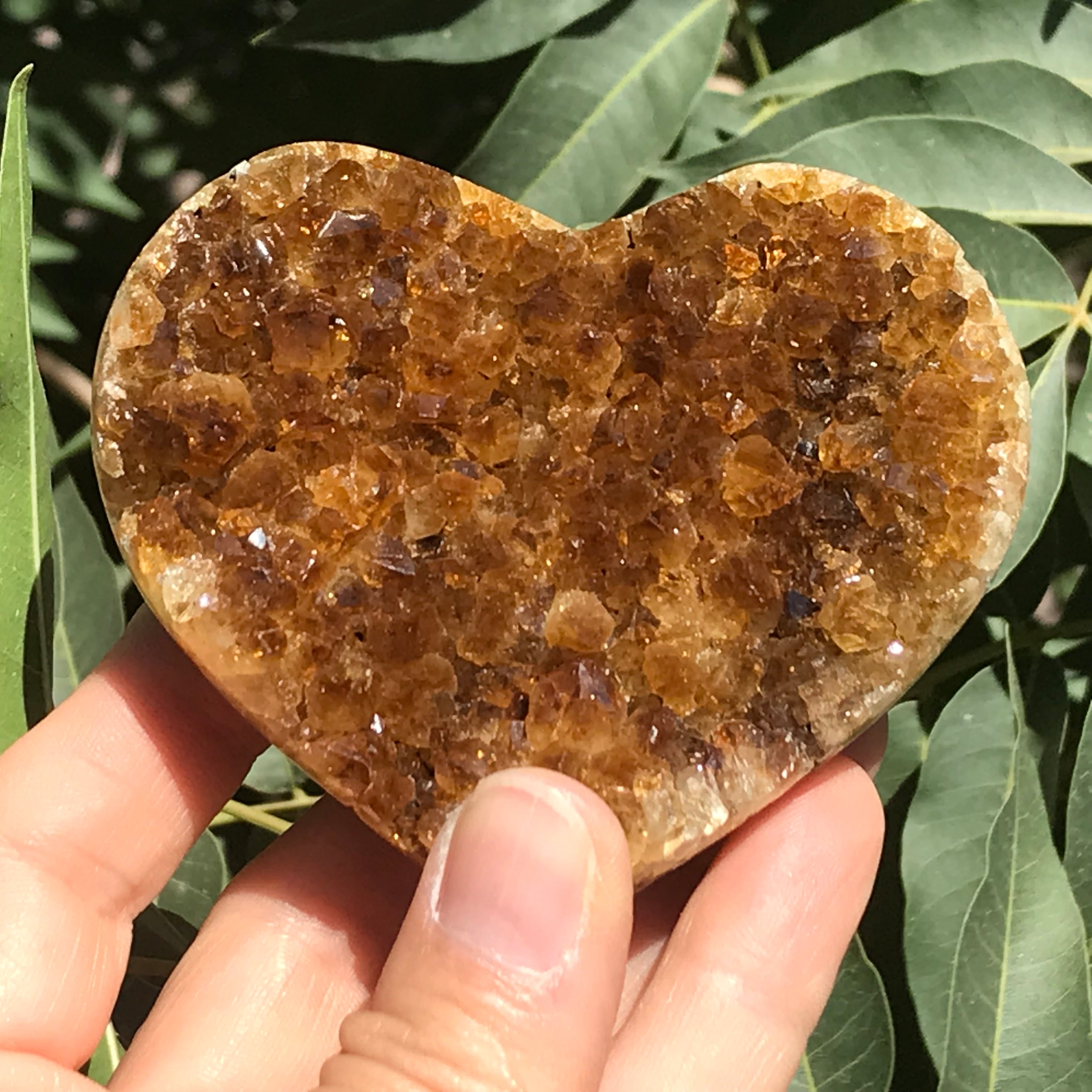 Deep Amber Citrine Heart
