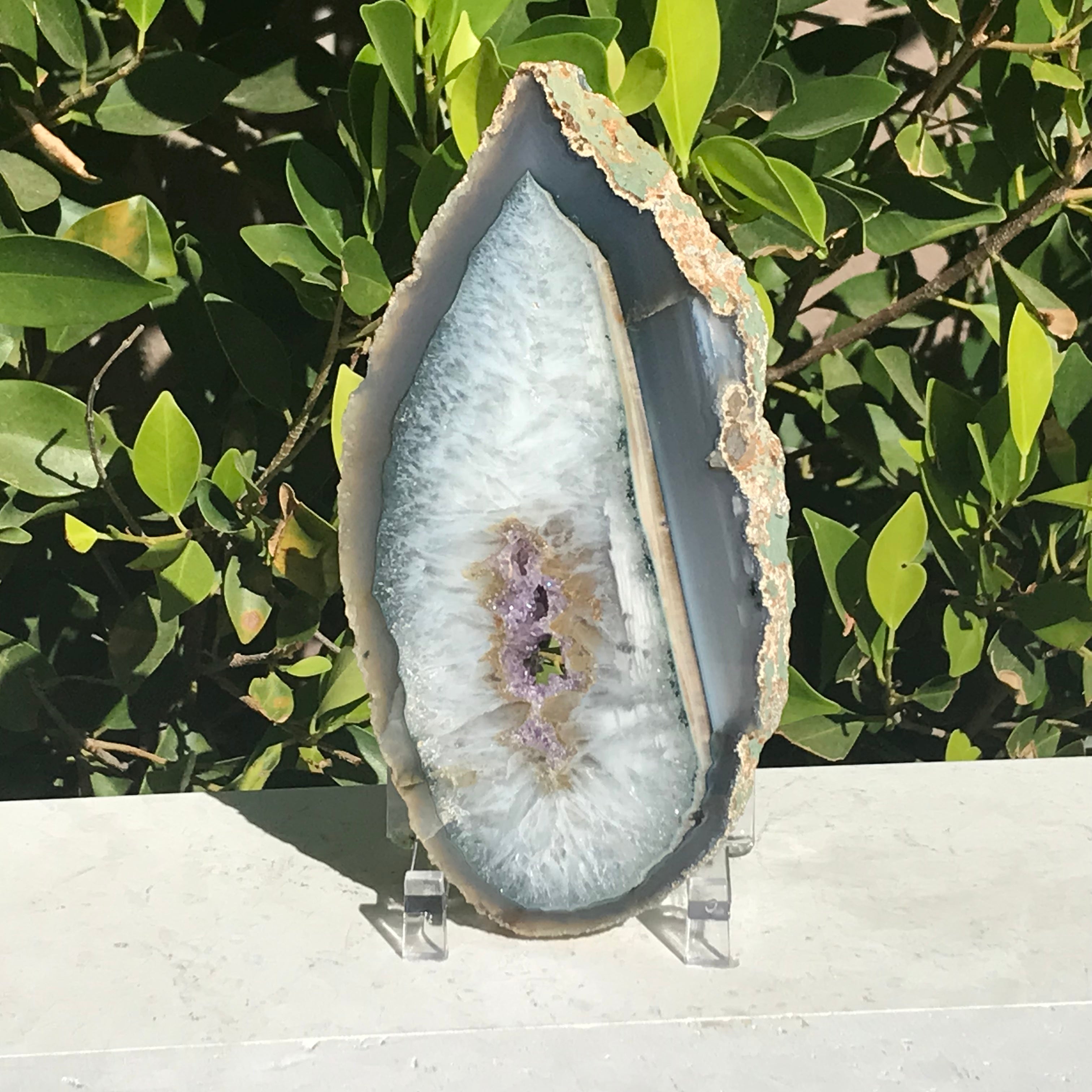 Amethyst with Waterline Agate Slab