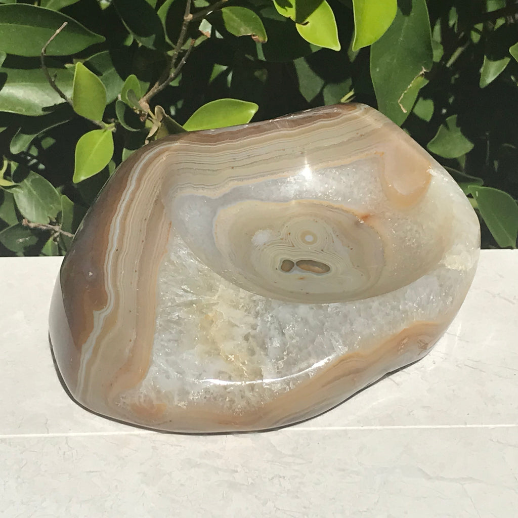 Polished Striated Agate Bowl