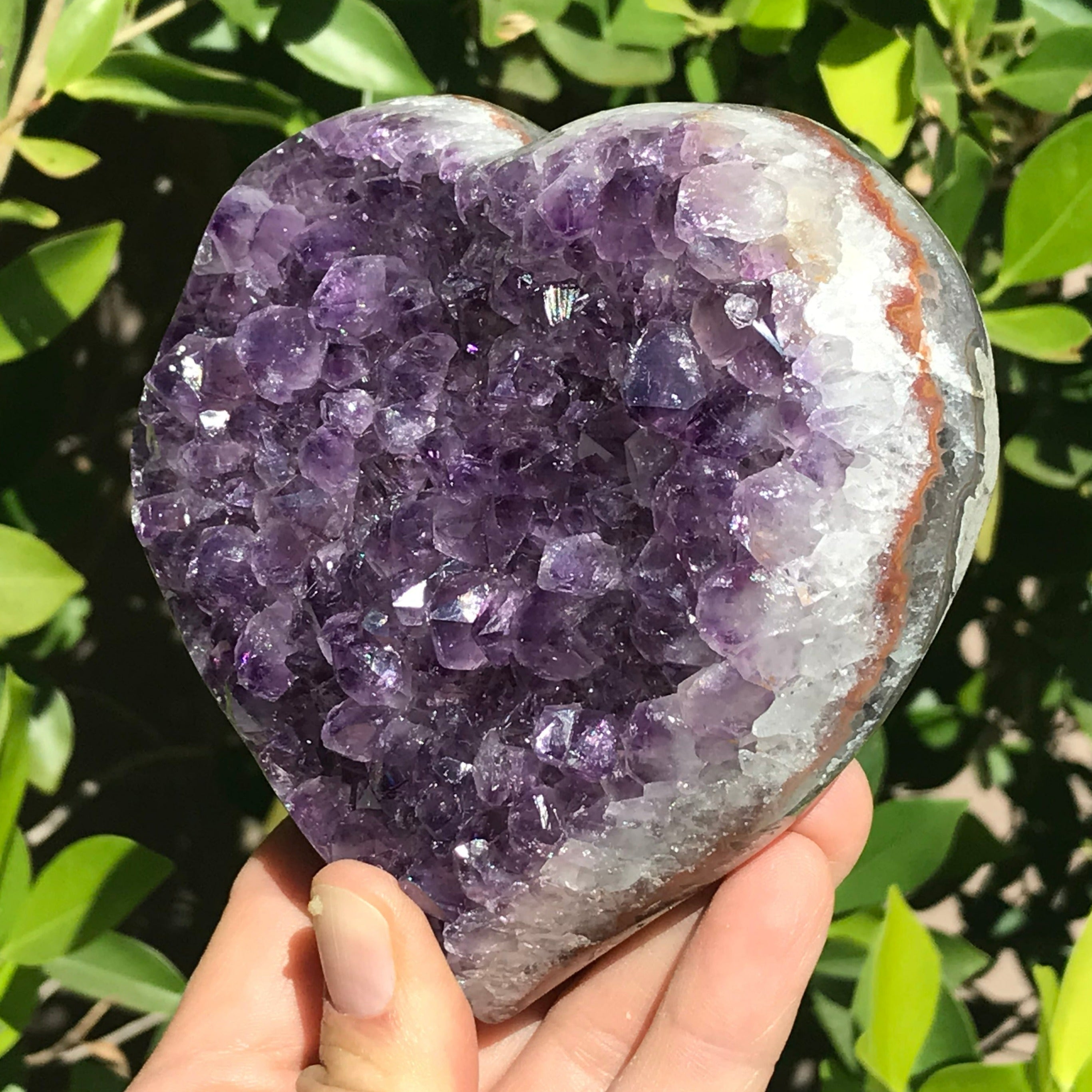Colorful Agate Banded Amethyst Heart