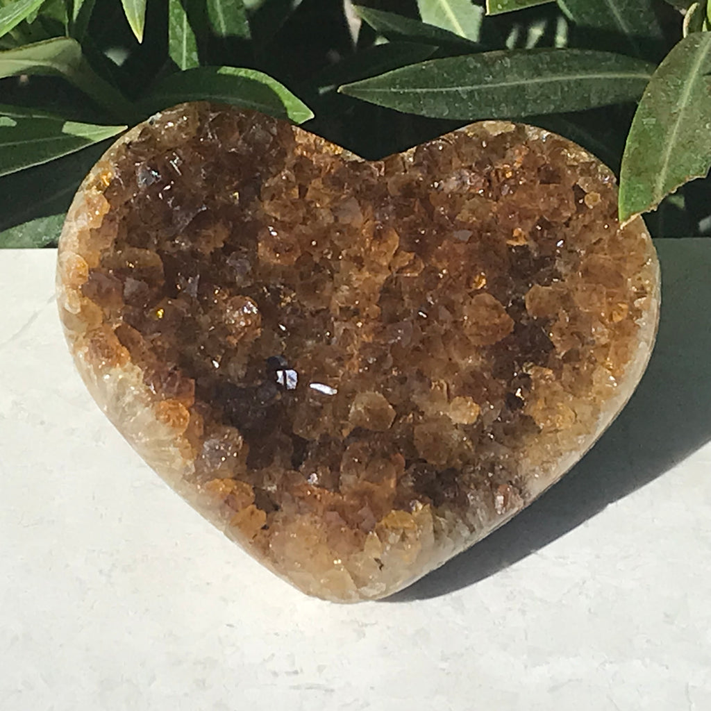 Deep Amber Citrine Heart