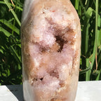 Quartz Crystals over Rose Jasper Geode