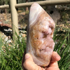 Quartz Crystals over Rose Jasper Geode