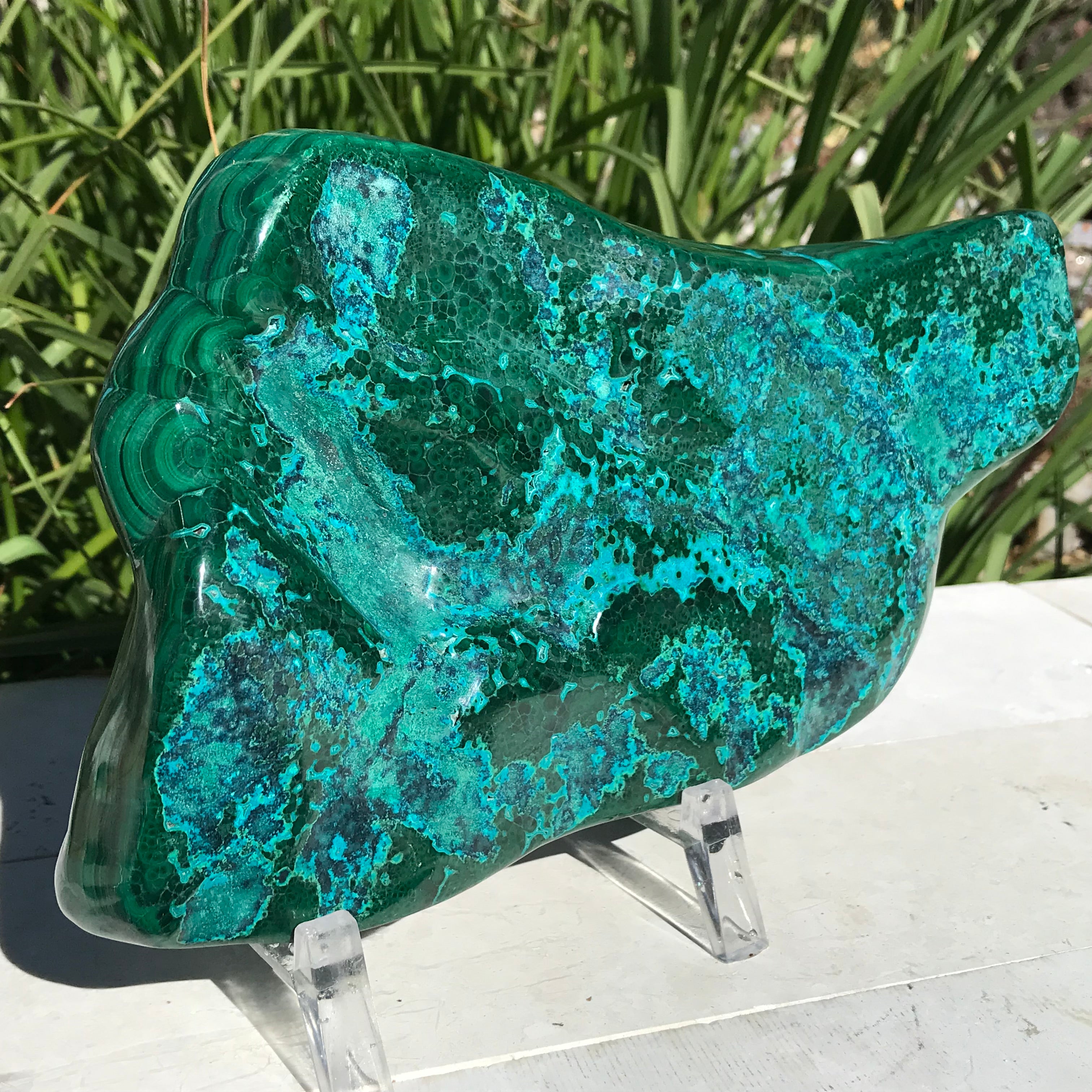 Polished Malachite/Chrysocolla Plate