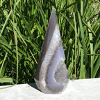 Blue Agate Framed Crystal Filled Cavity Point
