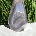 Blue Agate Framed Crystal Filled Cavity Point