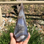 Blue Agate Framed Crystal Filled Cavity Point