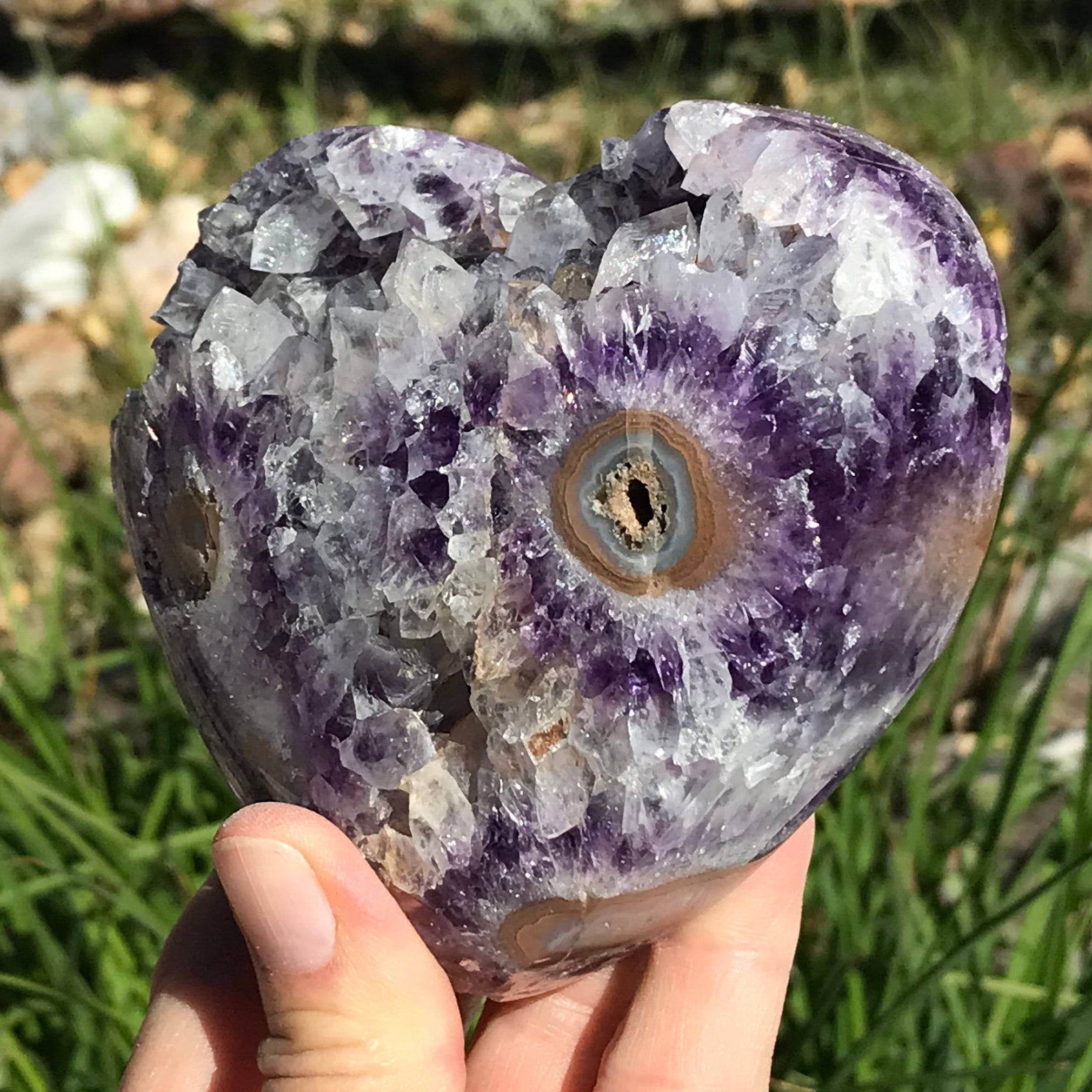 Exquisite Dual Sided Ornate Amethyst Heart