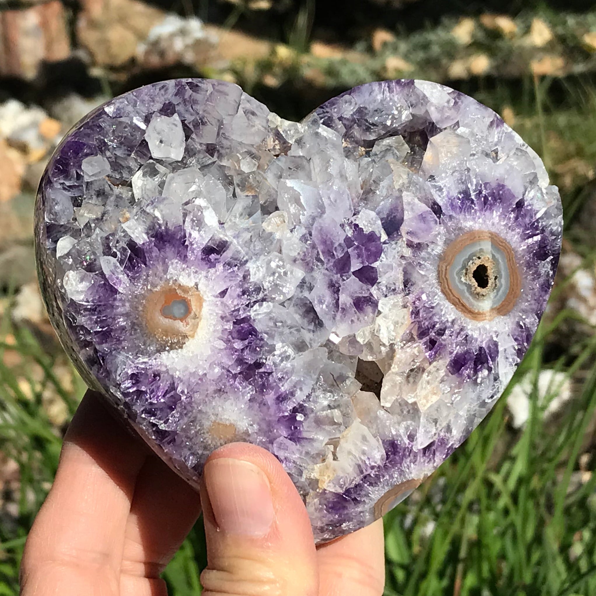 Exquisite Dual Sided Ornate Amethyst Heart