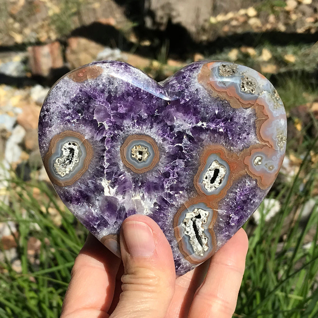Exquisite Dual Sided Ornate Amethyst Heart