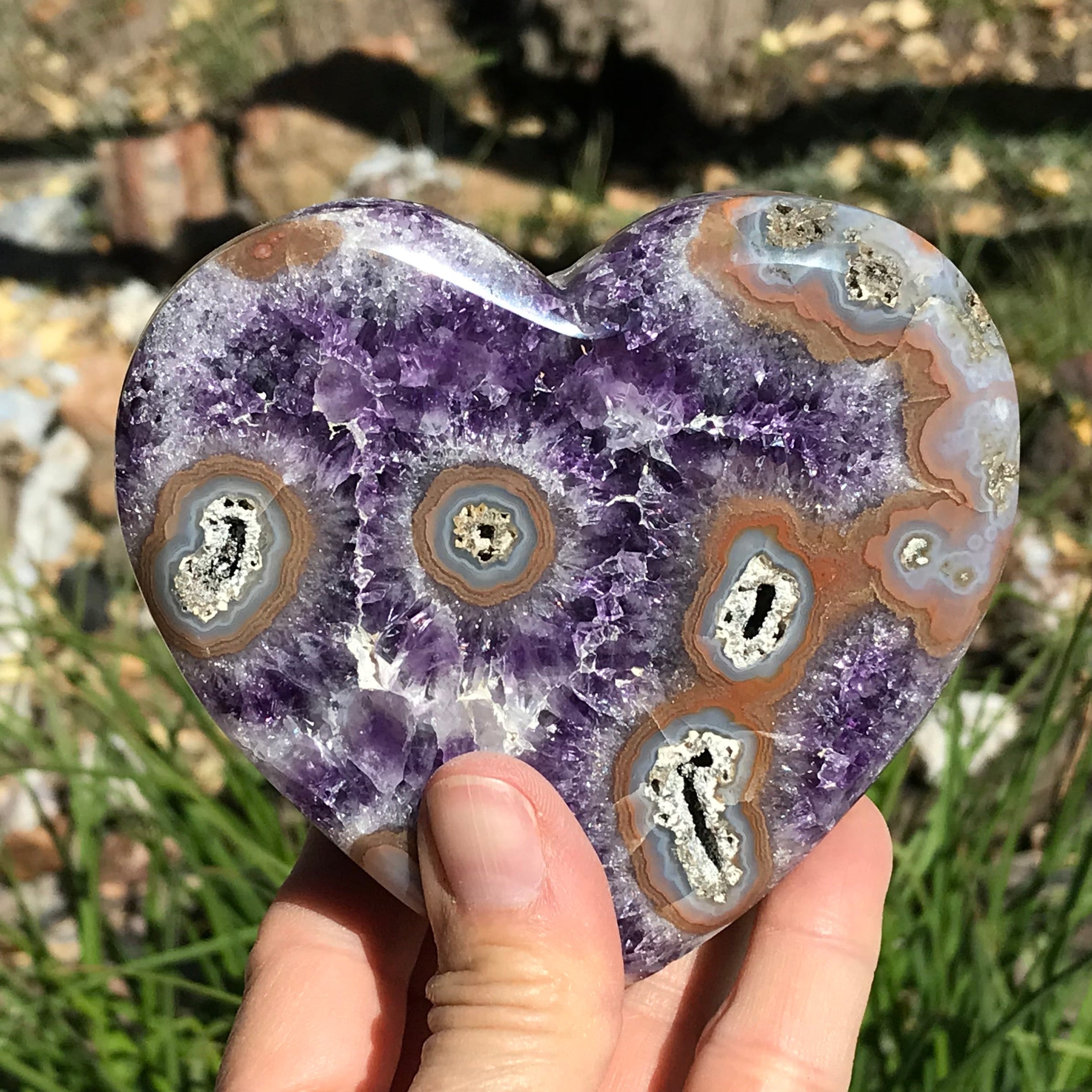 Exquisite Dual Sided Ornate Amethyst Heart