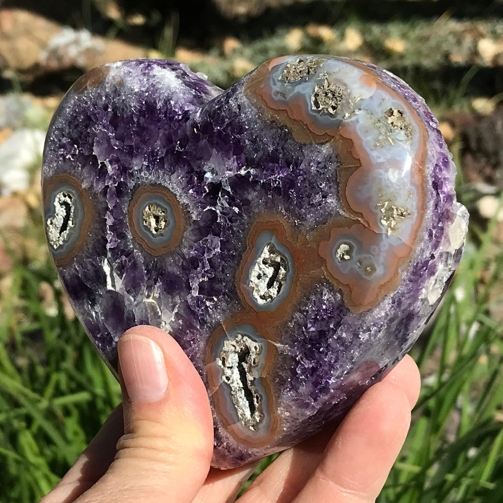 Exquisite Dual Sided Ornate Amethyst Heart