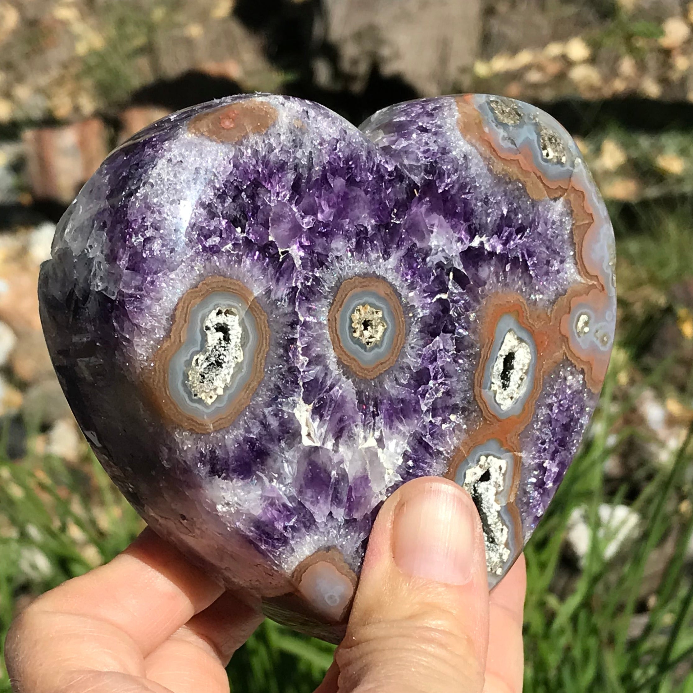 Exquisite Dual Sided Ornate Amethyst Heart