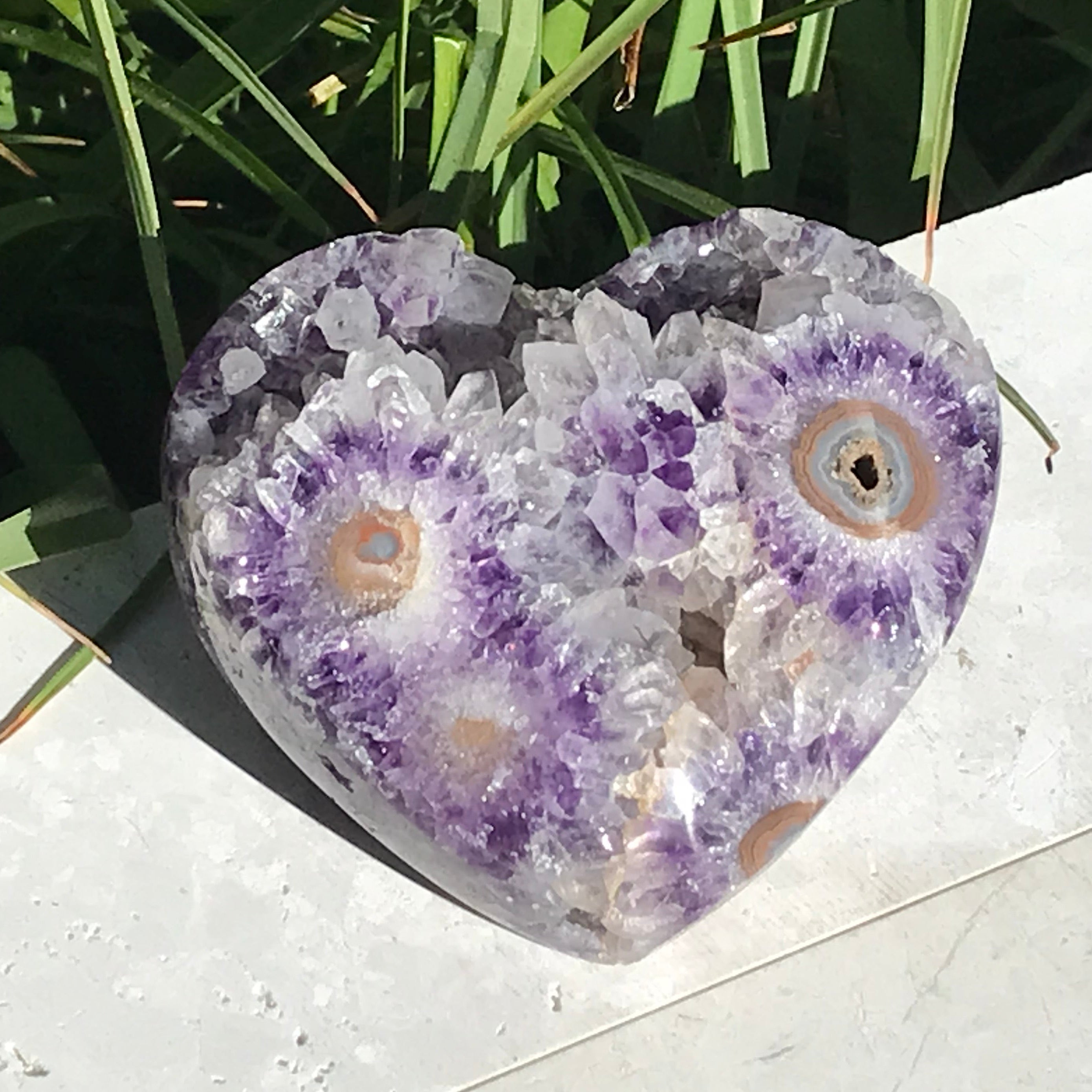 Exquisite Dual Sided Ornate Amethyst Heart