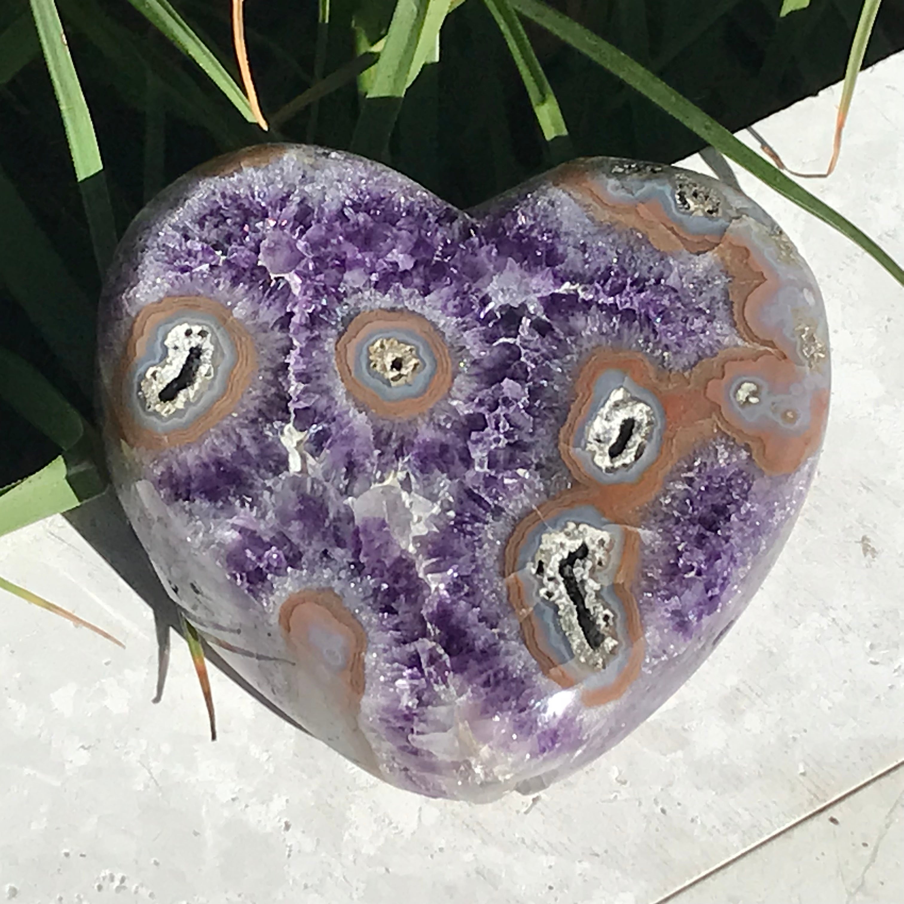 Exquisite Dual Sided Ornate Amethyst Heart