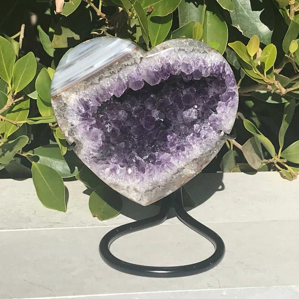 Waterline Agate Adorned Amethyst Heart