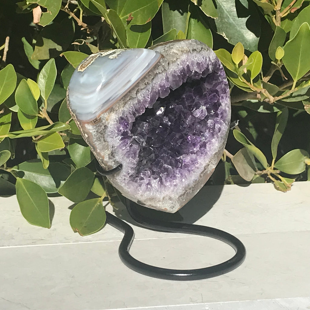Waterline Agate Adorned Amethyst Heart