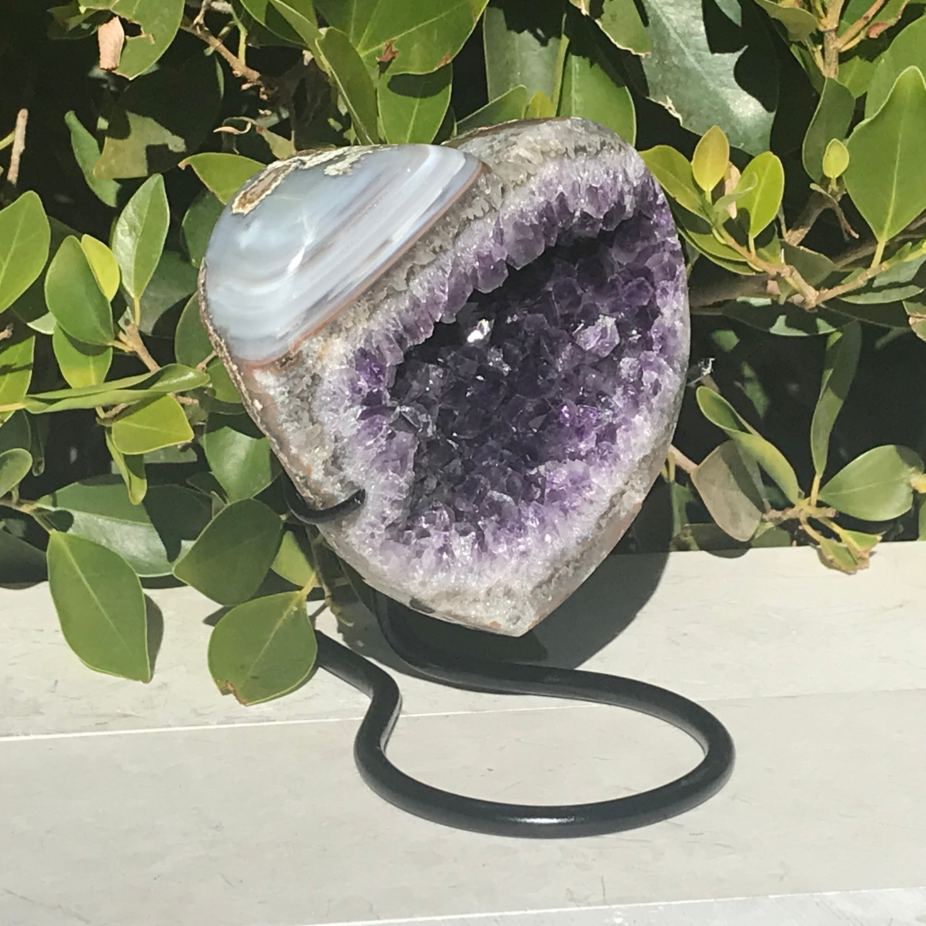 Waterline Agate Adorned Amethyst Heart