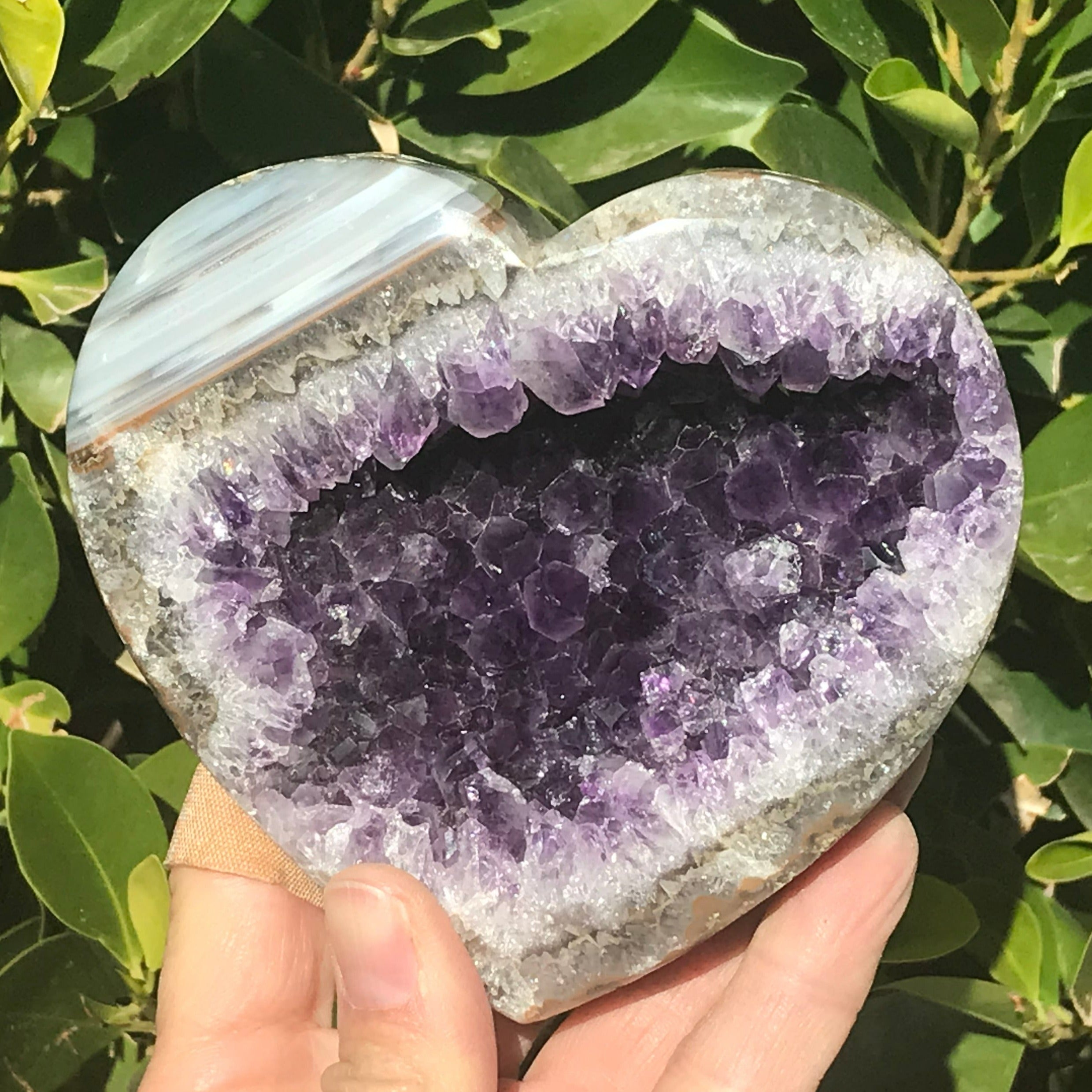 Waterline Agate Adorned Amethyst Heart