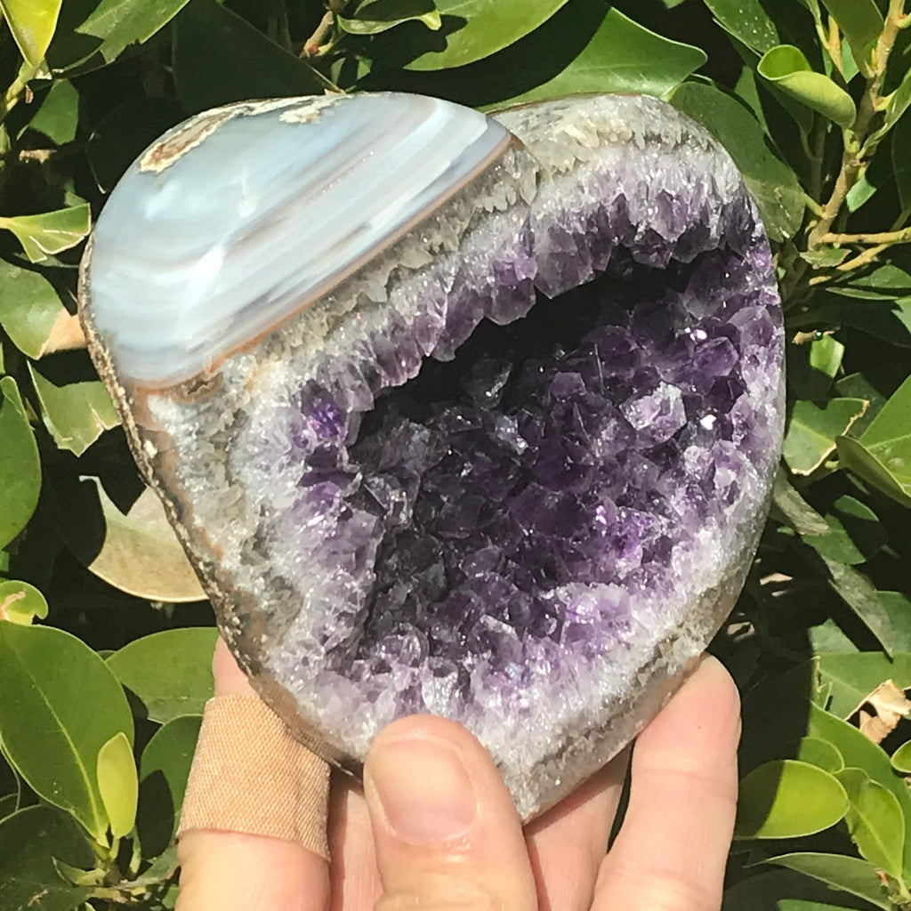 Waterline Agate Adorned Amethyst Heart