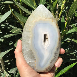 Blue Banded Agate and Quartz Flame