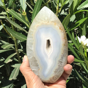 Blue Banded Agate and Quartz Flame