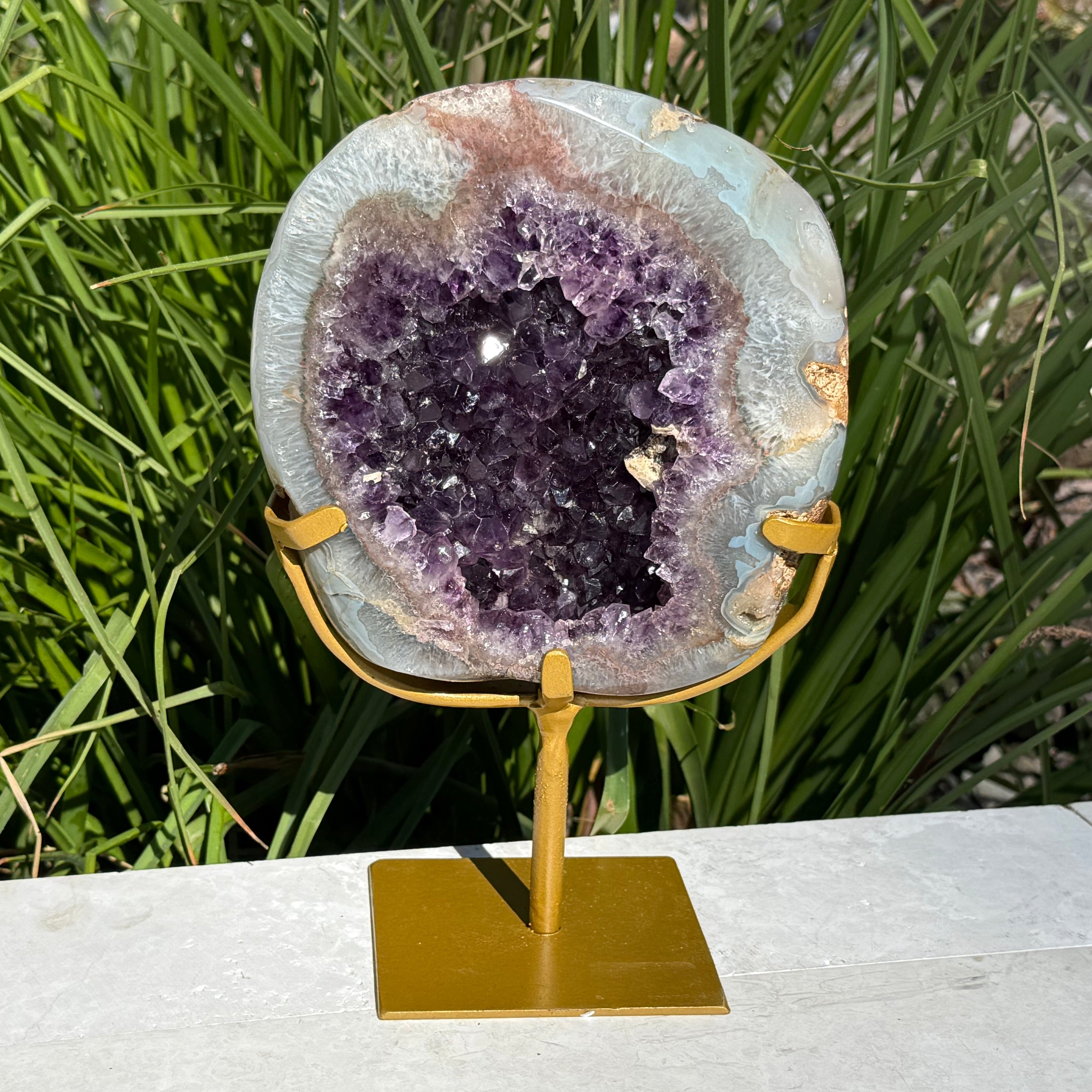 Amethyst Filled Polished Agate Geode