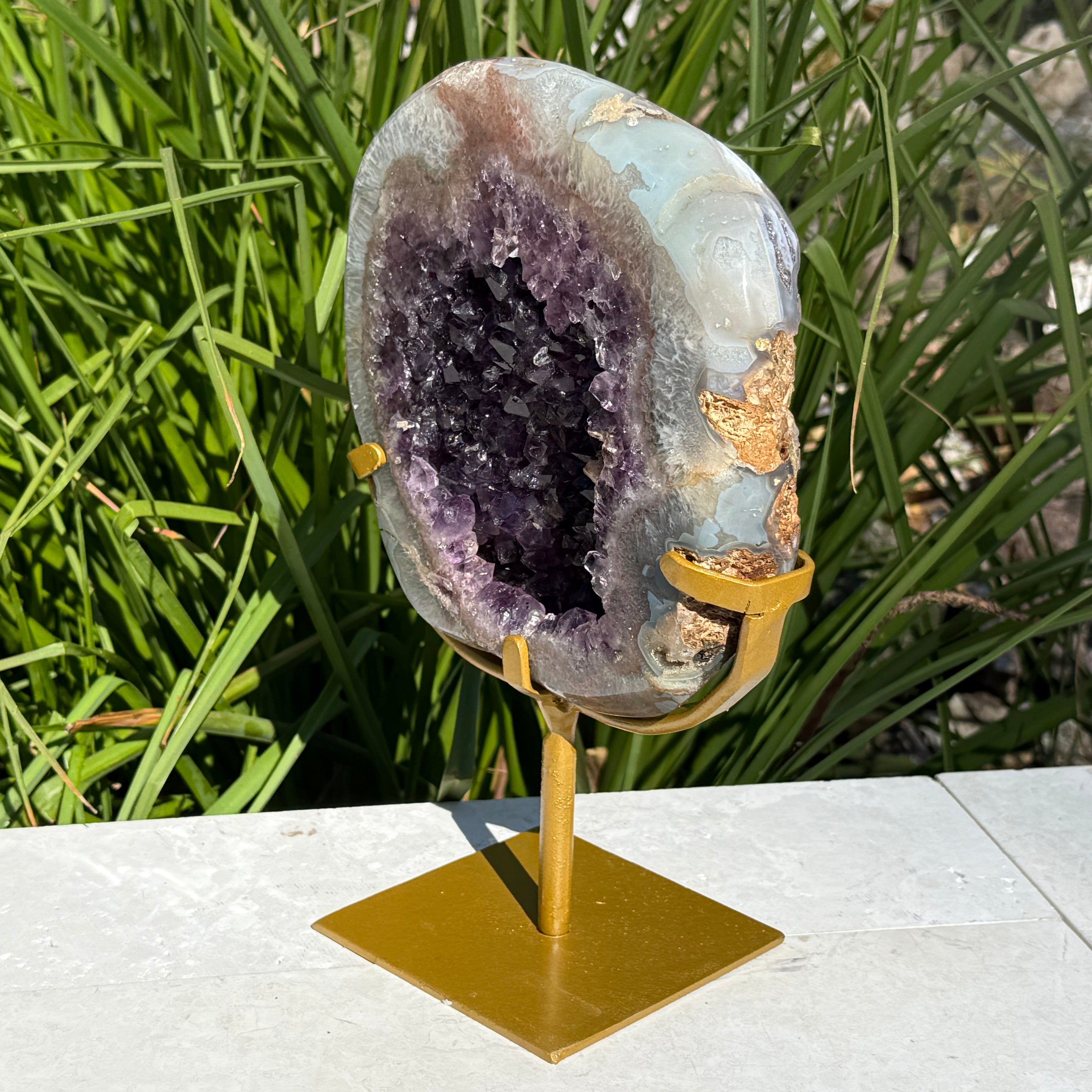 Amethyst Filled Polished Agate Geode