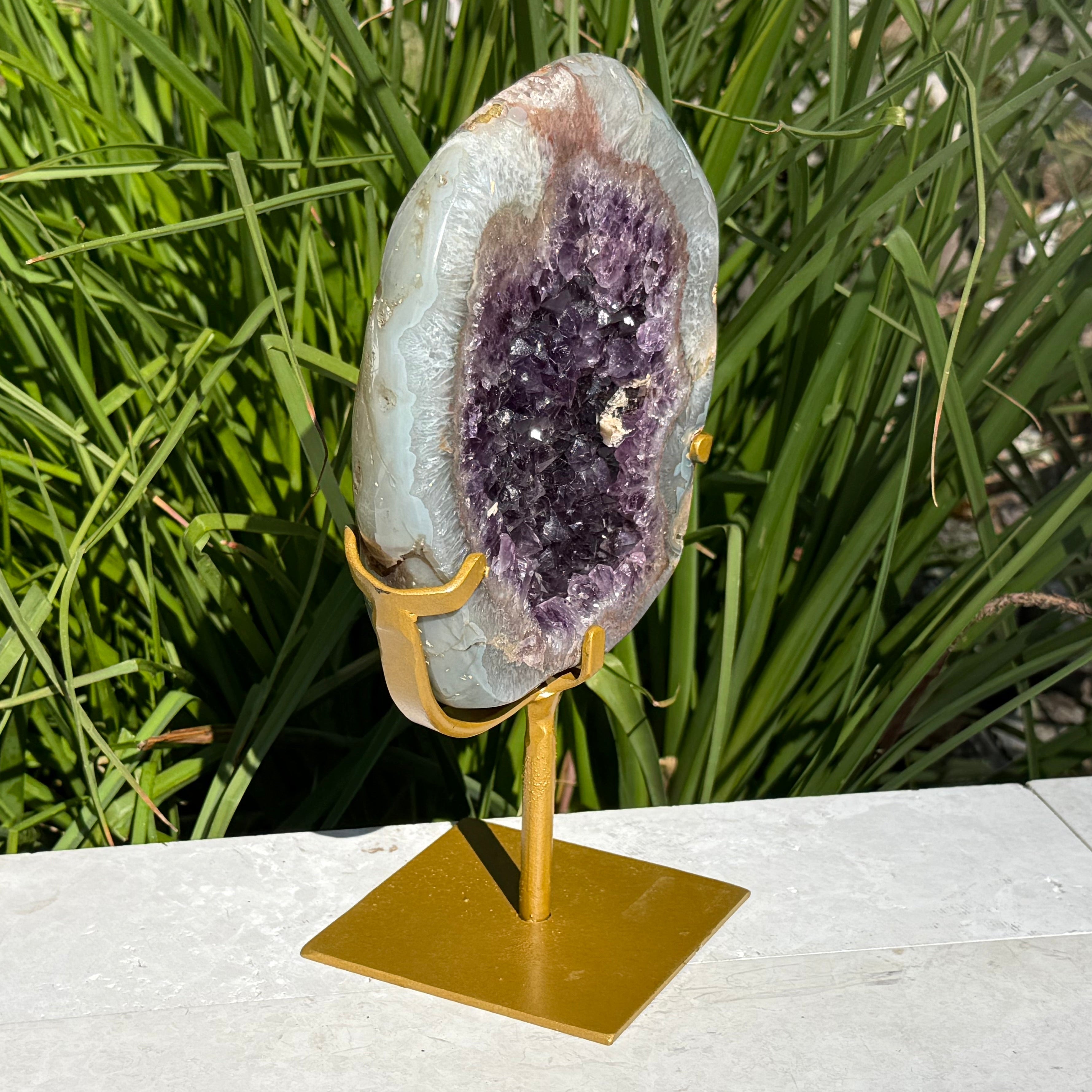 Amethyst Filled Polished Agate Geode