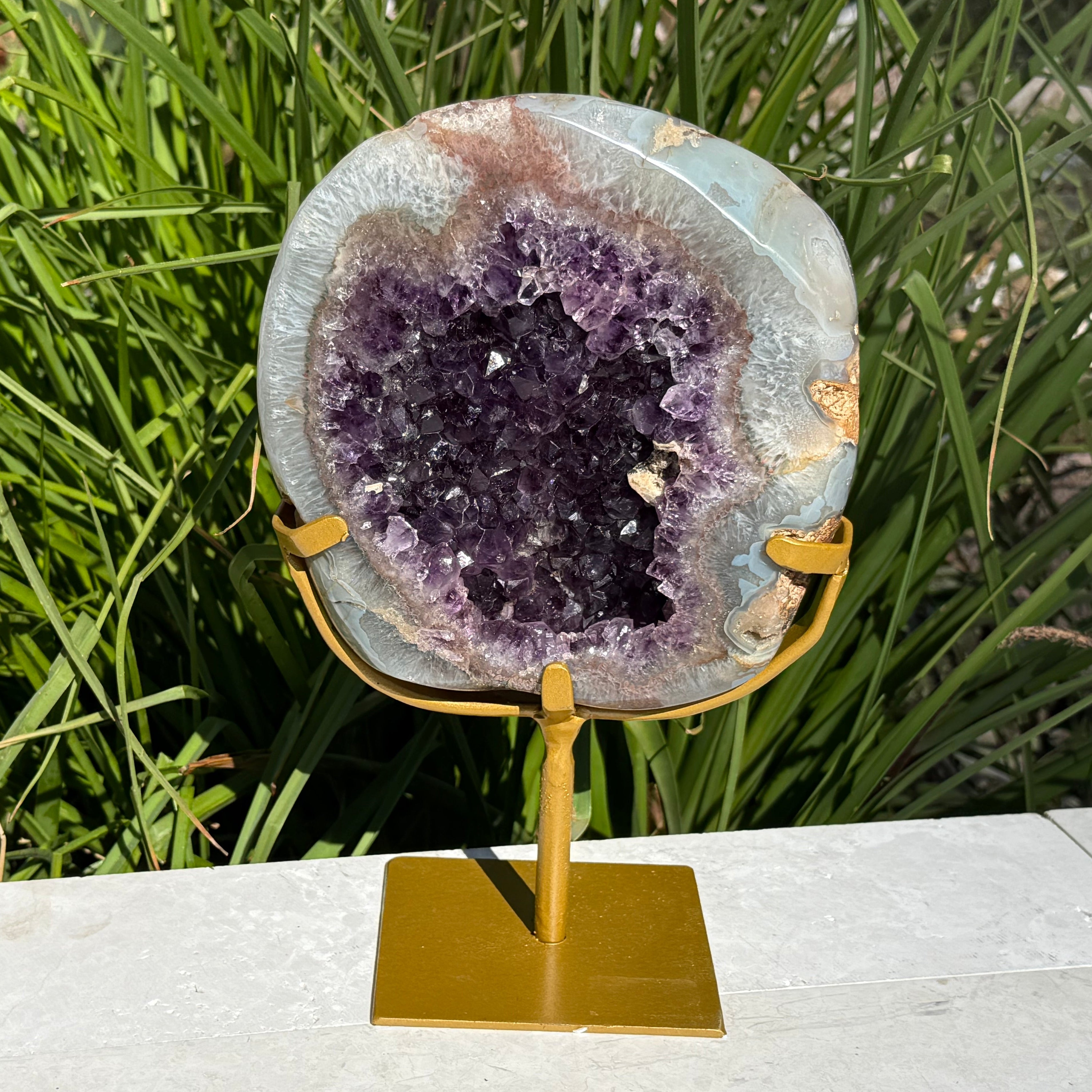 Amethyst Filled Polished Agate Geode
