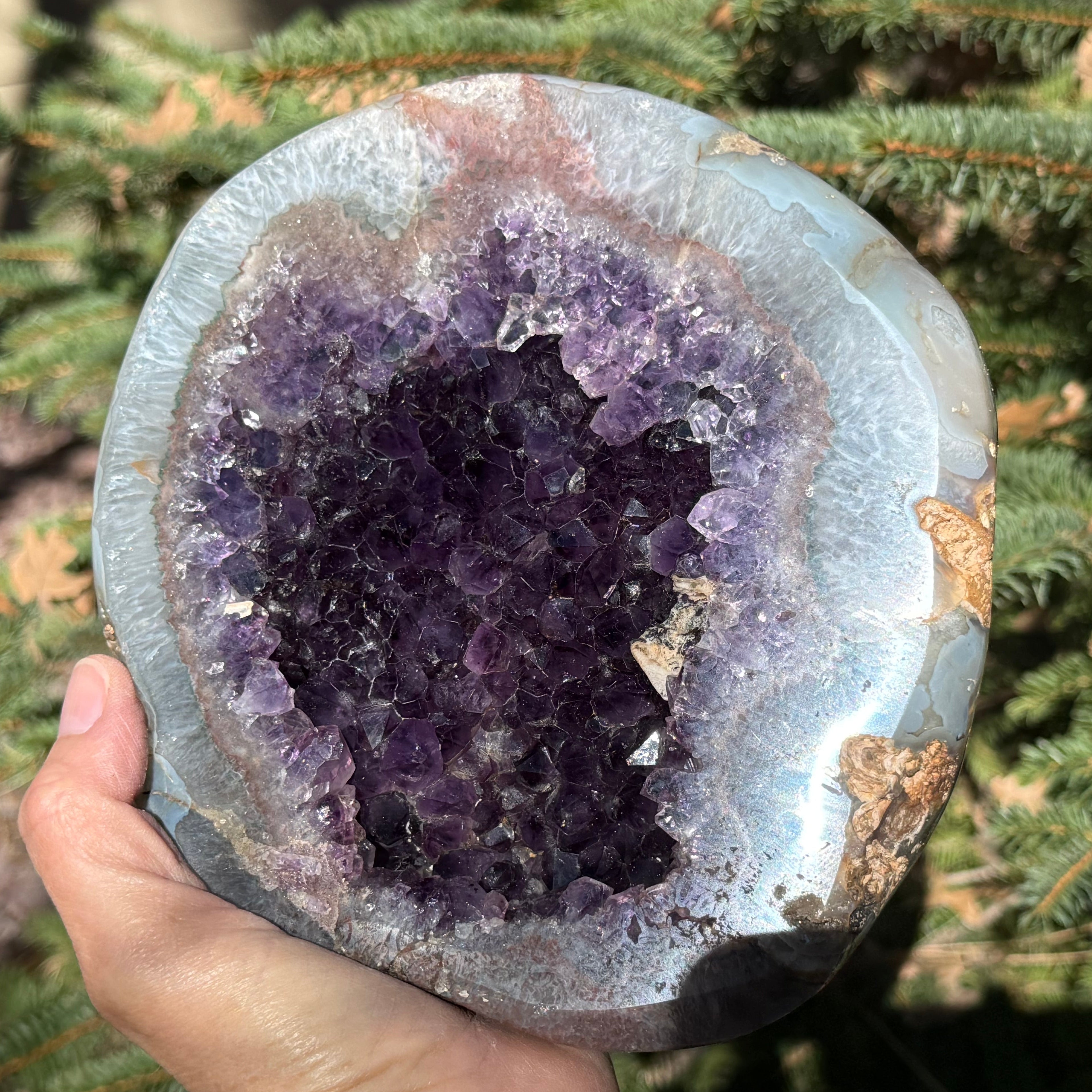 Amethyst Filled Polished Agate Geode