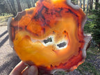 Glowing Crystal Lined Brazilian Agate Slice