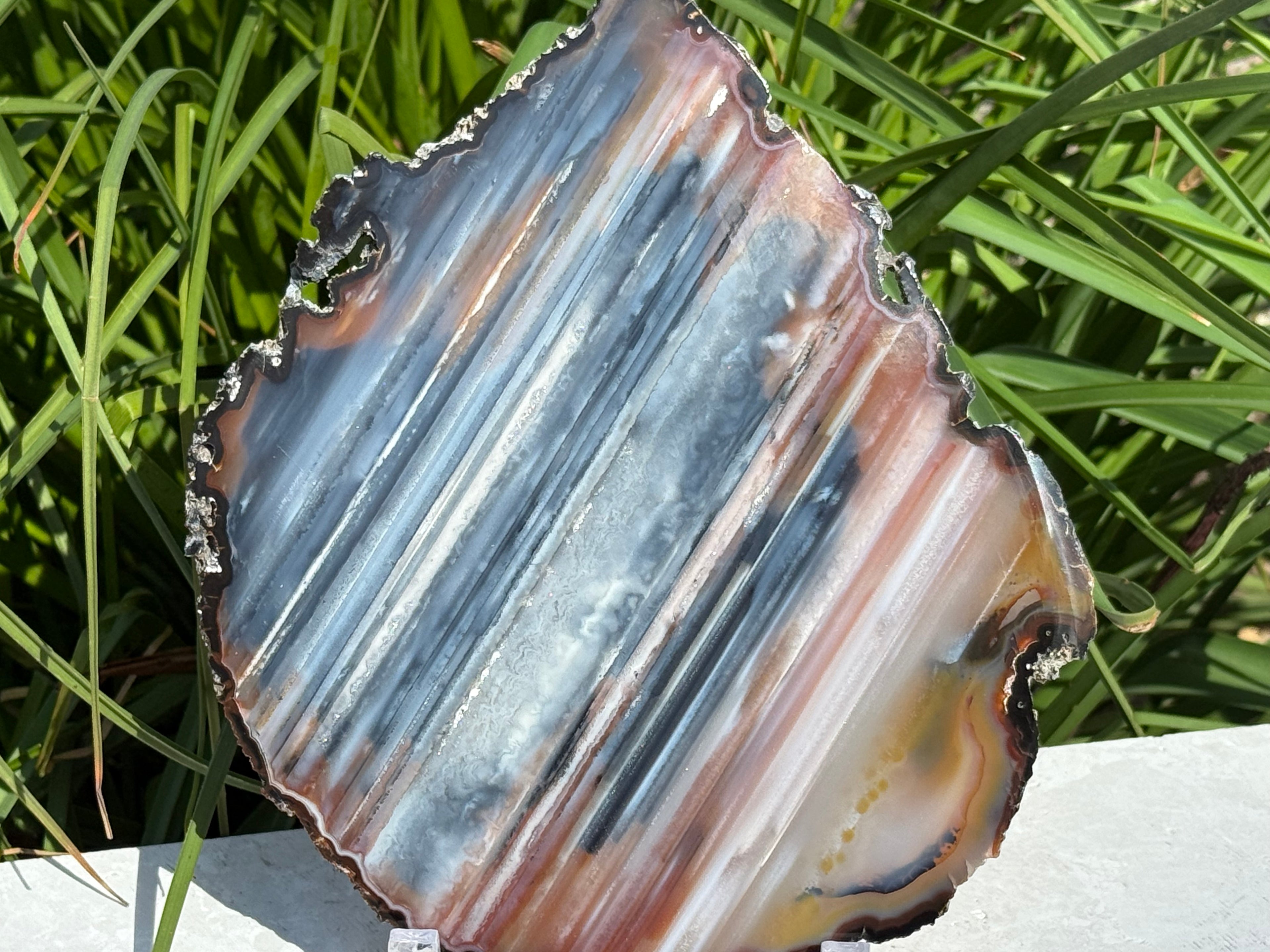 Exquisite Rainbow Waterline Agate Slice