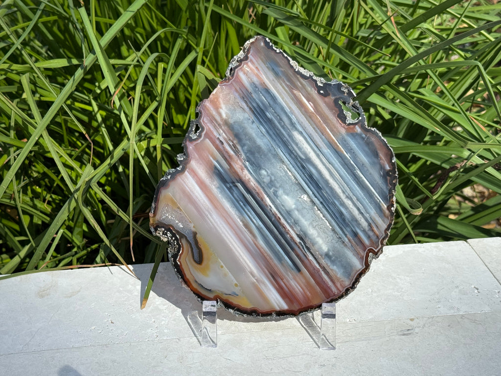 Exquisite Rainbow Waterline Agate Slice