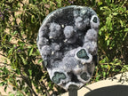 Silver Spherical Amethyst and Green Agate Eyed Freeform