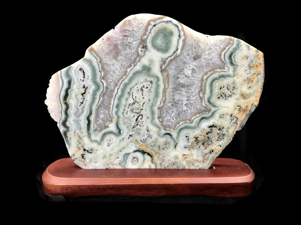 Translucent Quartz and Green Banded Agate Slab