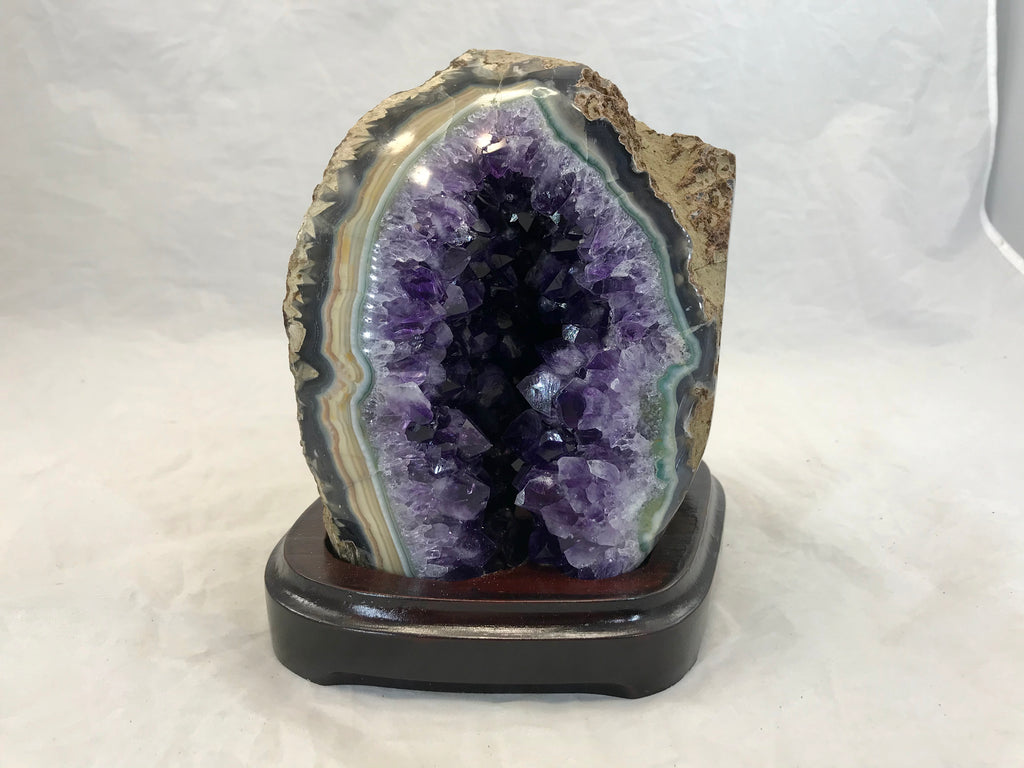 Green Agate with Amethyst Geode
