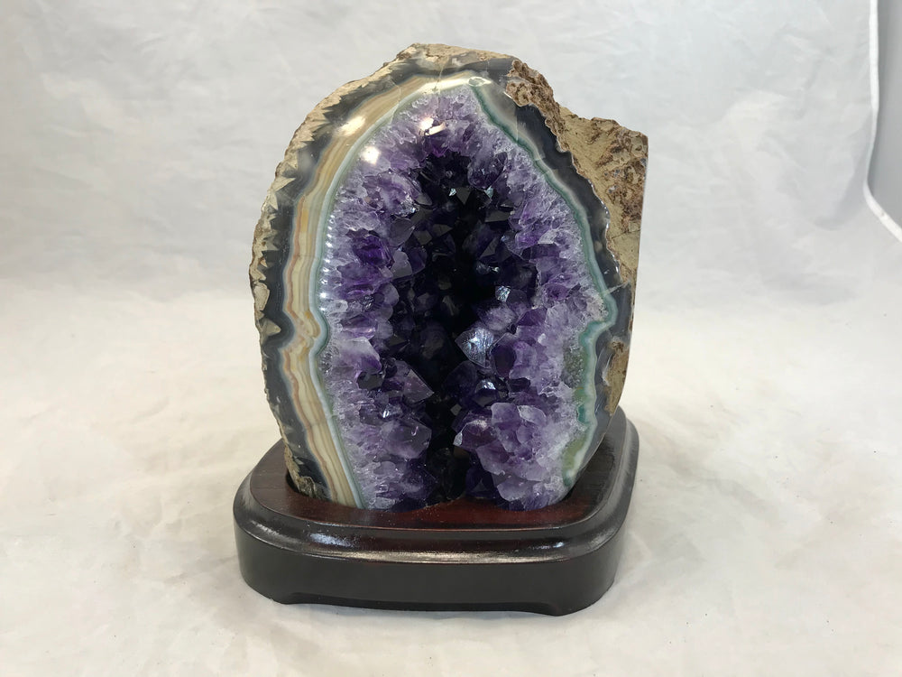 Green Agate with Amethyst Geode