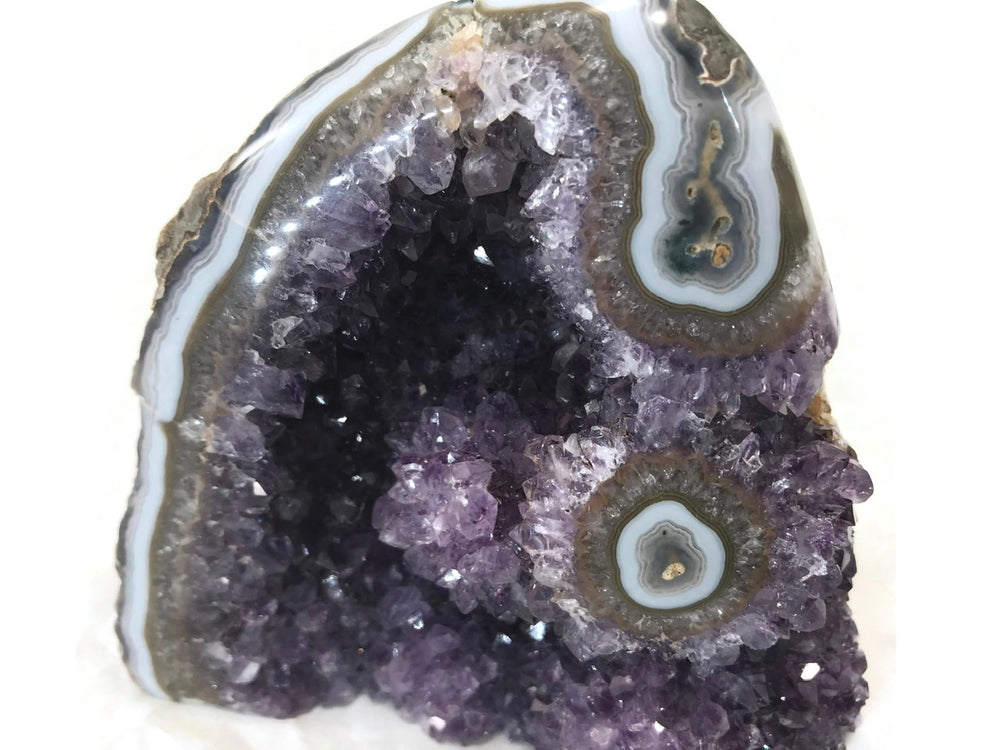 Amethyst Filled Geode Framed by Bright Blue Agate with Eye