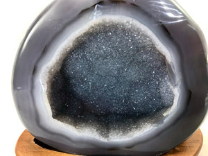 Microcrystalline Quartz over Blue Agate Geode