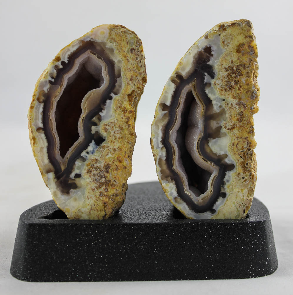 Agate w/Microcrystal Geode Pair