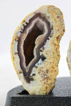 Agate w/Microcrystal Geode Pair